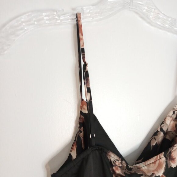 Heatherly Black Floral Valentina Spaghetti Strap Cowl Neck Bodyshirt - Picture 8 of 11